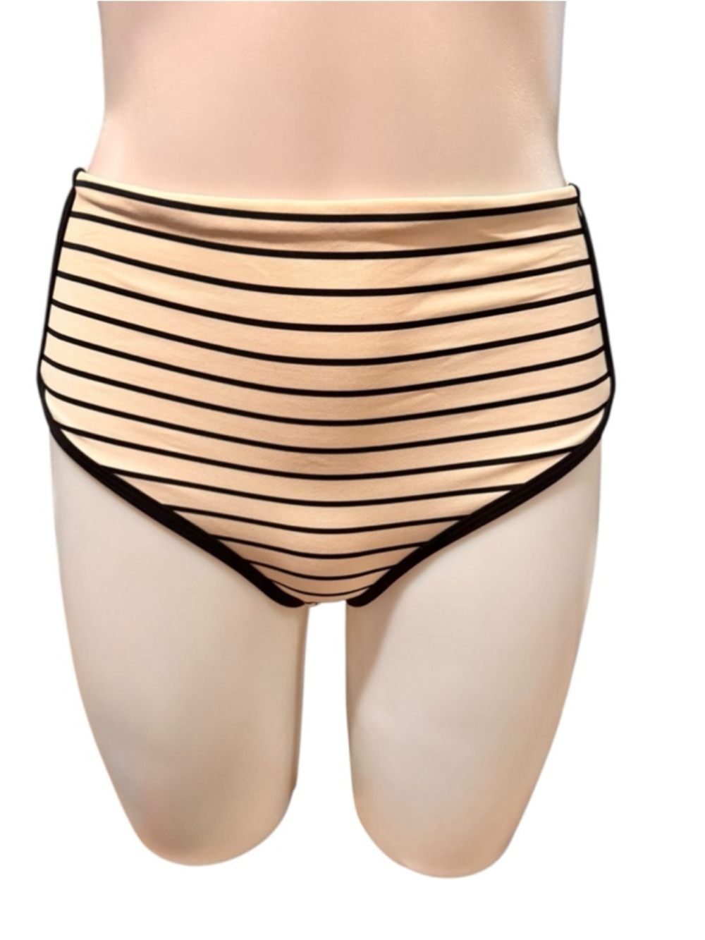 Women's CALIA Bikini Bottom XS Ivory Black Coastal Stripe